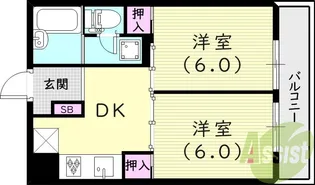ハイコート甲子園【4階】の間取り