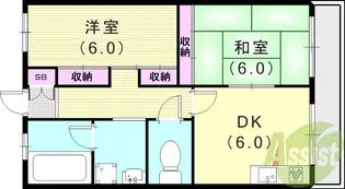 武庫之荘ガーデン【3階】の間取り