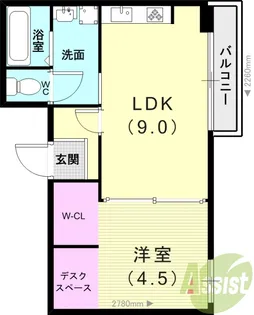 ヴィラ甲東園【3階】の間取り