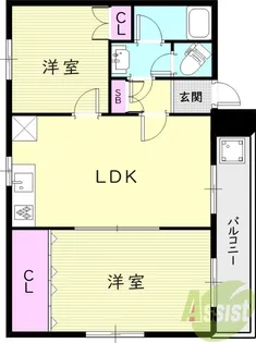 ハイツ室川Ⅰ【2階】の間取り
