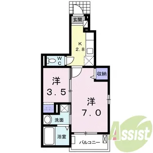 サニーフラット 伊丹【1階】の間取り