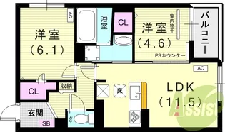 シーグレース浜甲子園【1階】の間取り
