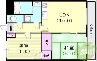 一ヶ谷ハイツⅡ【3階】の間取り