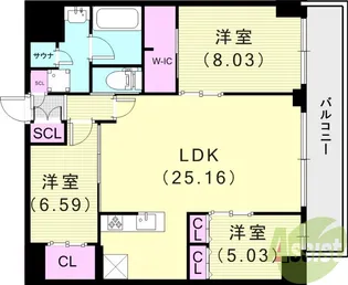 プレジオ西宮北口【5階】の間取り