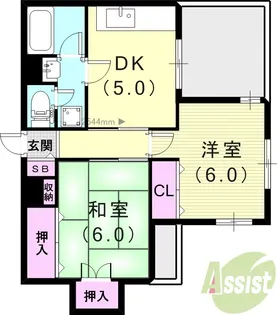 西宮グリーンハイツ5【1階】の間取り