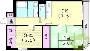 秀栄ハイツ武庫之荘【3階】の間取り