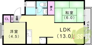 ドミール荻野【1階】の間取り