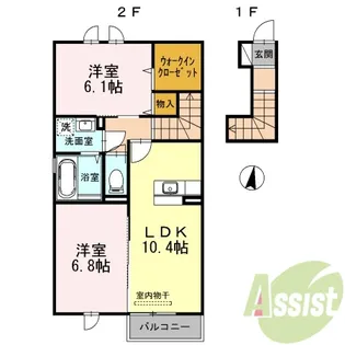 セジュール東宝塚【2階】の間取り