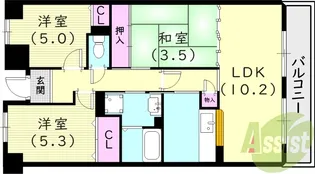 グレース門戸荘【3階】の間取り