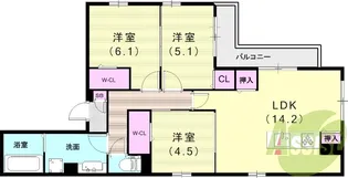 クラシスト南塚口【101号室】の間取り