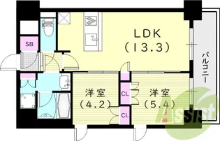 ブランシエスタ西宮【9階】の間取り