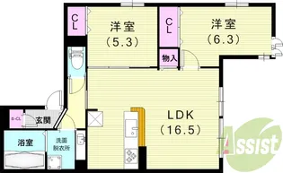グリューネ塚口本町【3階】の間取り