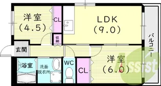 タカソウハイツ河原【102号室】の間取り