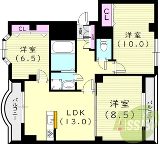 Grande甲子園六番町【2階】の間取り
