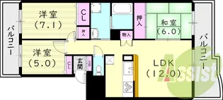 KDXレジデンス夙川ヒルズ5番館【3階】の間取り