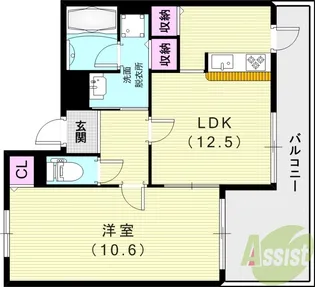 白鷹苦楽園マンション【6階】の間取り