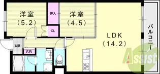 メルヴェユ伊丹【3階】の間取り