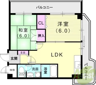 門戸パレス【6階】の間取り
