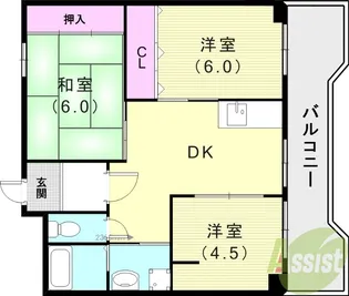 門戸パレス【4階】の間取り
