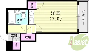 フロントリバー東難波【8階】の間取り