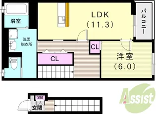 グランツ中野西 A棟【2階】の間取り
