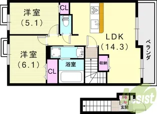プラシードⅡ A棟【2階】の間取り