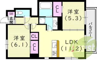 ヴェール夙川公園【1階】の間取り
