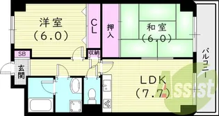 マジスト西宮【1階】の間取り
