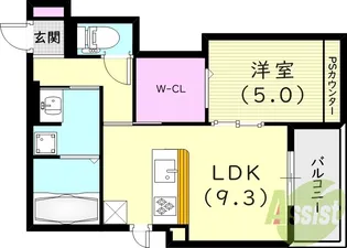 リバーサイド夙川東【2階】の間取り