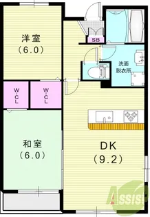 ソレアード甲東園【3階】の間取り