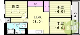 南武庫之荘マンション【2階】の間取り