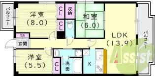 グランドール(中島町)【2階】の間取り