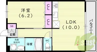 レジェンダリー甲子園浦風町【4階】の間取り