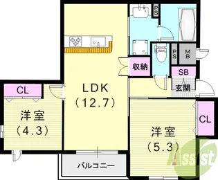 へーベルメゾンさくら夙川【1階】の間取り