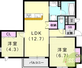 へーベルメゾンさくら夙川【2階】の間取り
