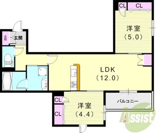 へーベルメゾンさくら夙川【2階】の間取り