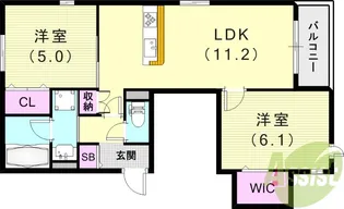 へーベルメゾンさくら夙川【2階】の間取り