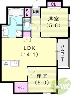 へーベルメゾンさくら夙川【3階】の間取り