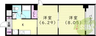 エクセランス西宮【5階】の間取り