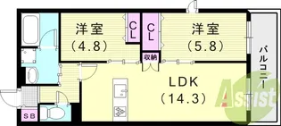 HEBEL MAISON甲東園【2階】の間取り