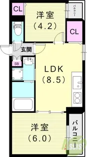 The Residence大庄西町【2階】の間取り