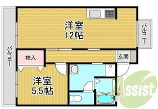ベルコモン甲子園【1階】の間取り