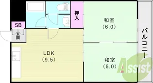 リバーサイド甲陽園【3階】の間取り