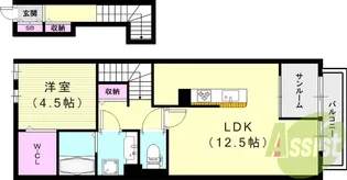 リヒト ヴィラ Ⅱ棟【2階】の間取り
