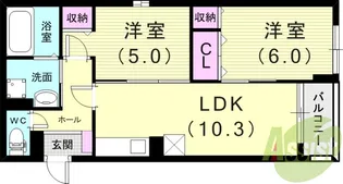 ヒカルサ西宮浜甲子園サウス【1階】の間取り