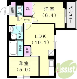 ヒカルサ西宮浜甲子園サウス【1階】の間取り
