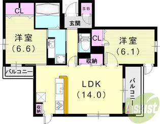 NIGAWA RESIDENCE Ⅱ【2階】の間取り