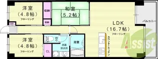 崇徳院ハイツN棟【3階】の間取り