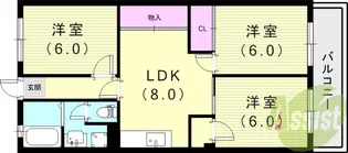 南武庫之荘マンション【5階】の間取り