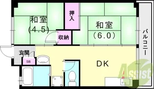 ビレッジハウス南清水タワー1号棟【7階】の間取り